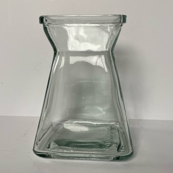 unbranded Other - Glass Bulb Vase Square Clear With Flared Top 5” Tall EUC Flower Floral Flared